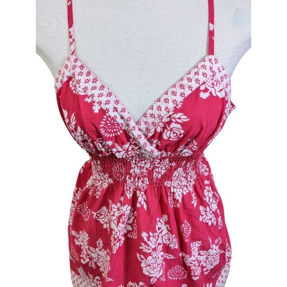 Vintage Y2K 2000s Womens L Babydoll Top Red Sleeveless Beach Surf Shirt Boho - Picture 3 of 9